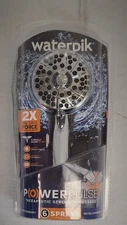 Waterpik XAS-643E PowerPulse Chrome 6-Setting Handheld Showerhead 1.8 GPM