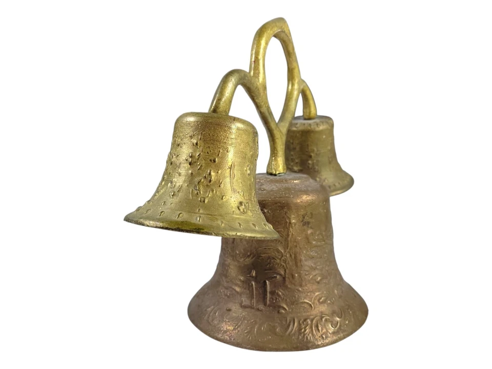 1811 Antique Spanish Mexican Mission Cast Bronze Tripple Bell 9" - Image 4 of 4