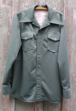 Vintage MCM 70s Disco Leisure Suit Jacket Green With Pearl Snaps Western VFG