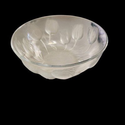 Vintage Lenox Teleflora Tulip Bowl Clear Glass Serving Fruit 7 1/4  X 3  Floral