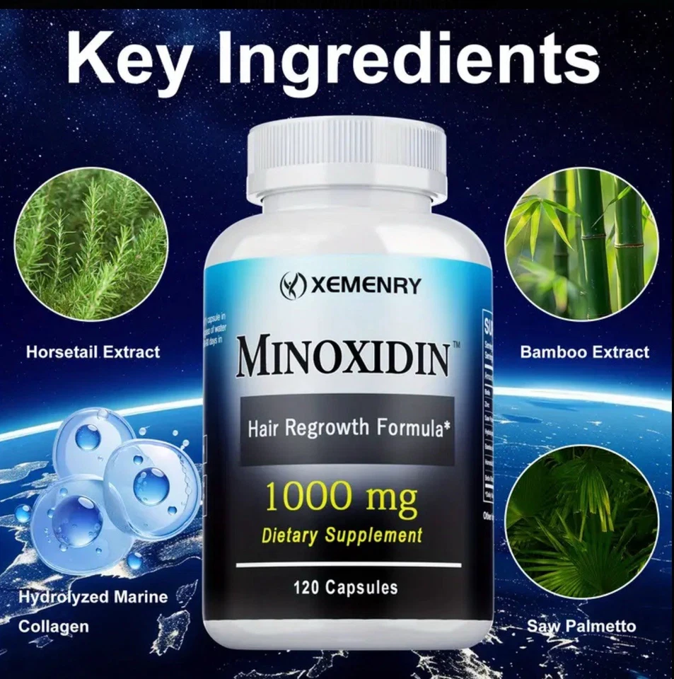 Minoxidin 1000g Pills Hair Growth and Strength With Biotin, Zinc, Collagen - Image 2 of 4