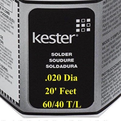 GENUINE KESTER SOLDER 60/40  .020  (0.5mm)  ROSIN CORE, 20 FEET + FREE FLUX