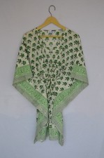 *TARRIF FREE✅0% CHARGE 100% cotone abito corto caftano stampa blocco a mano SK-70