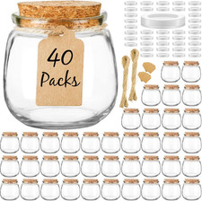 40 Pack Small Glass Jars with Cork Lids, 7Oz Empty Mason Jars for Making Candles