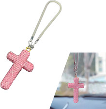 Bling Cross Car Hanging Accessories, Crystal Rhinestone Rear View Mirror Pendant