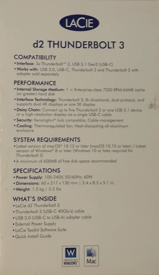 LaCie D2 Thunderbolt 3 External Hard Drive 6TB W/ Crystal Disk Info report - Image 2 of 4