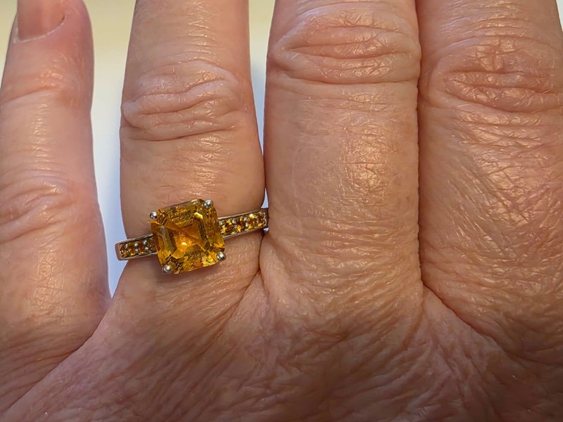 STERLING 925 ORANGE CZ RING SIZE 9 LJ HALLMARK?