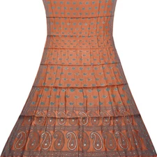 Vintage Brick Red Sarees 100% Pure Silk Woven Hand Embroidered Sari 5YD Fabric