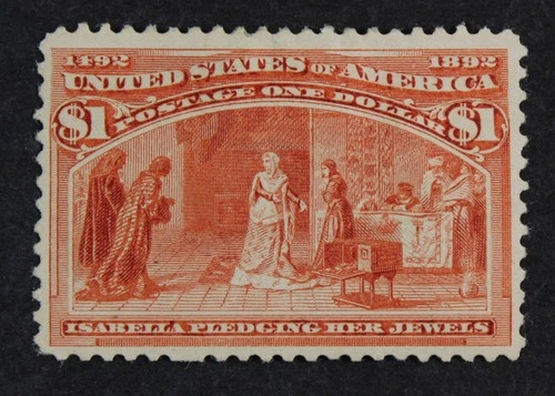 CKStamps: US Stamps Collection Scott#241 $1 Columbian Mint H OG CV$1100