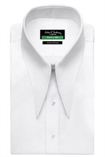 Mens White Wedding Shirt Extra Long Point Spear Collar 70s Dagger Gangster Style