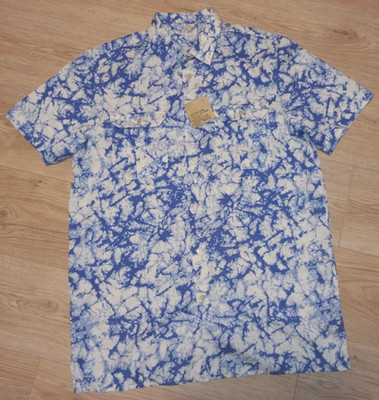 Original 1990 Soviet Button-Up Men's Shirt Blue/White Made in USSR with tags