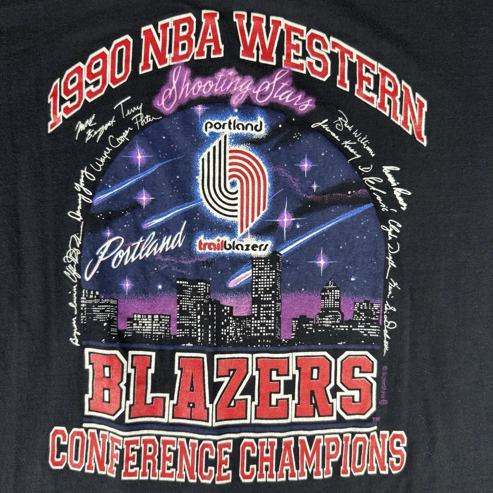 Vintage Portland Trail Blazers 1990 Western Conference Champions Shirt Large - Image 3 of 4