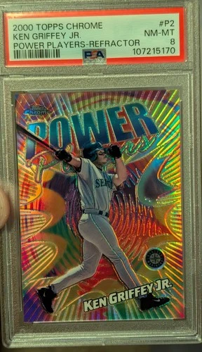 2000 Topps Chrome Power Players Refractor Ken Griffey Jr #P2 PSA 8 RARE SP Beaut