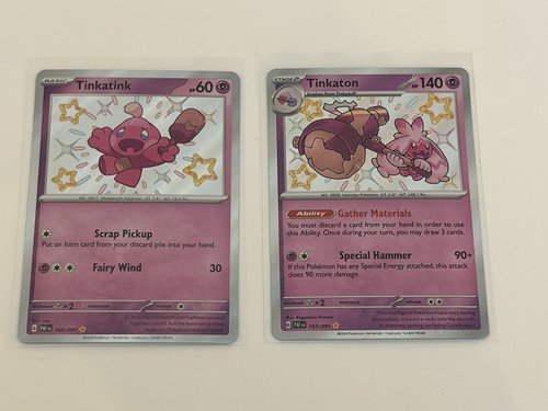 Tinkatink & Tinkaton 165/091 167/091 Paldean Fates Shiny Holo