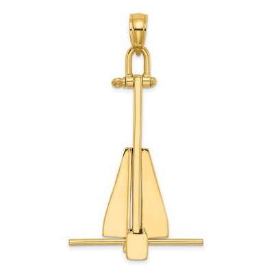 14K 3-D Moveable Danforth Anchor Charm Bracelet Necklace