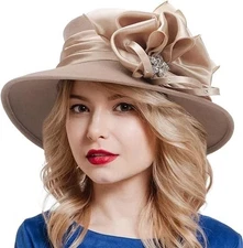 Women Wool Felt Dress Party Hats for Fall, Winter Church Hats 1920s 1950s 60s