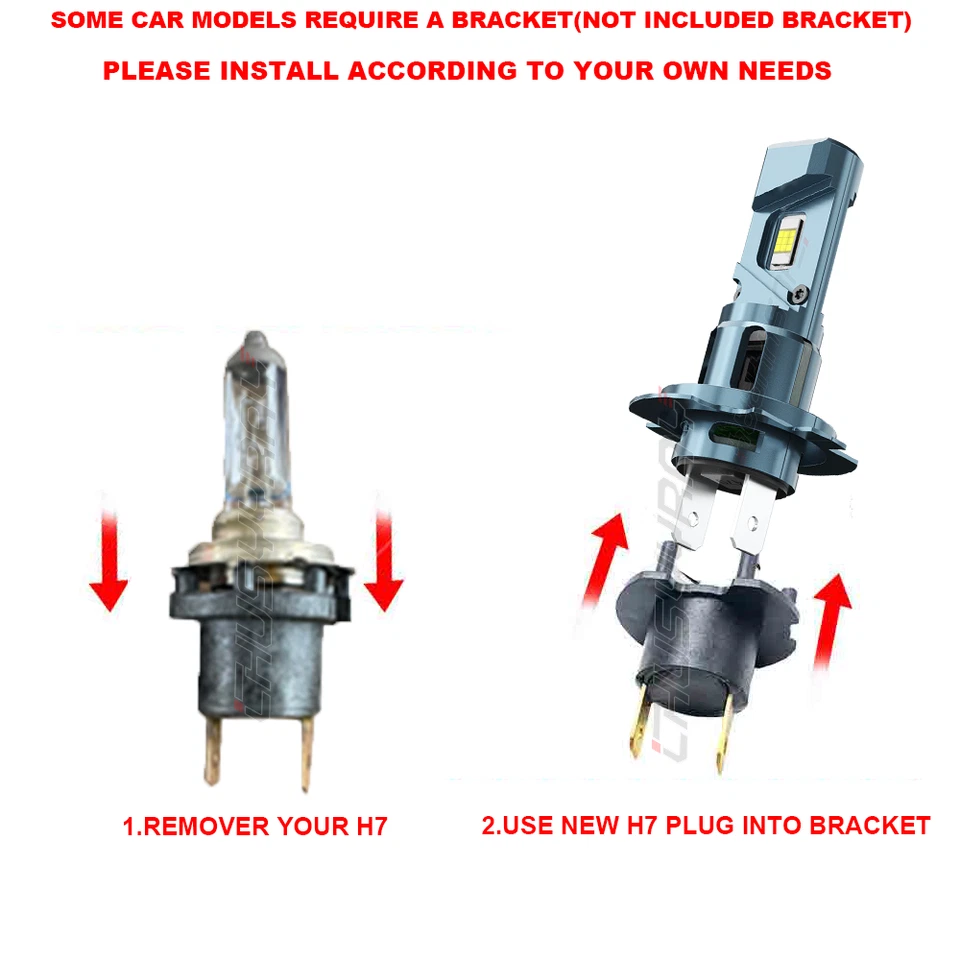 H7 LED Headlight Bulbs 6000K For Kawasaki Ninja ZX6R 2013-2018 & ZX6RR 2003-2006 - Image 2 of 4