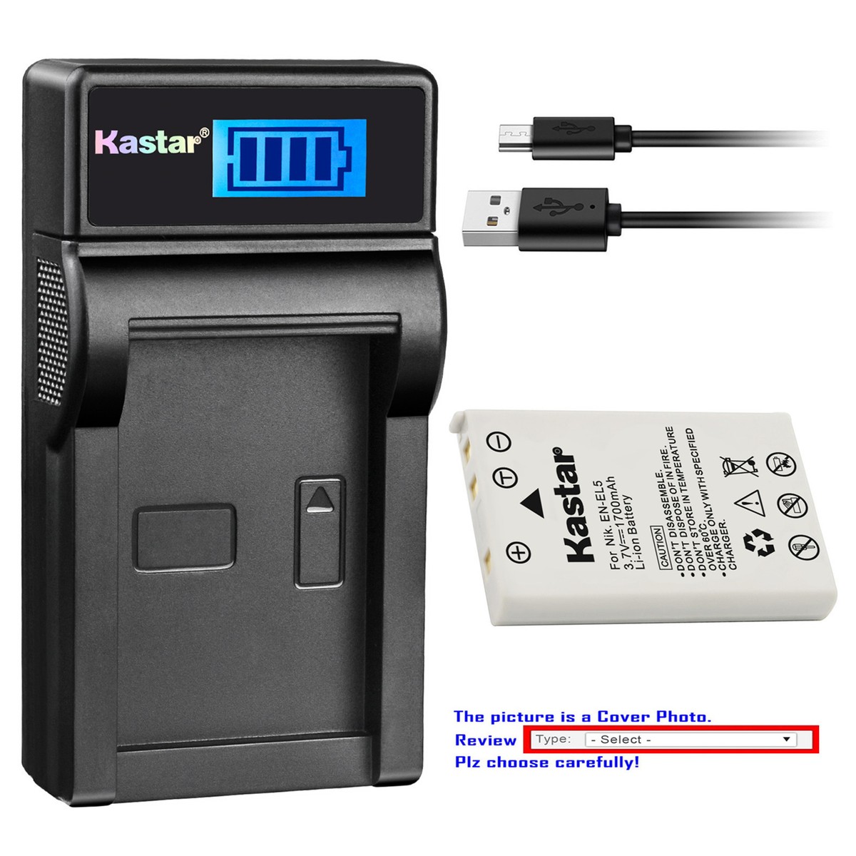 Kastar Slim Battery Charger Kit For Nikon EN-EL5 – Includes 1700mAh Battery & Charger