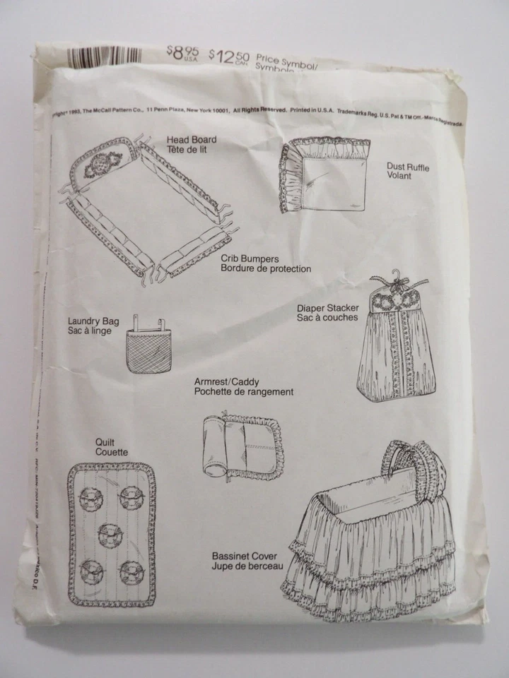 McCalls 6496 Sewing Pattern Babies Room Essentials Nursery Linens Quilt - Image 3 of 3