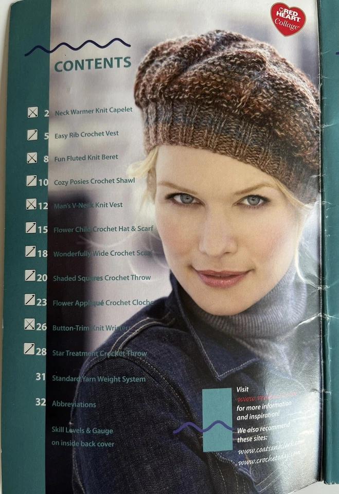 Red Heart Collage Book 0012 Art J27 WARMING TRENDS 11 Knit & Crochet Projects - Image 2 of 4