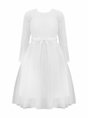 toddler party dress long sleeve Long Sleeves Floor Length High Neck A-Line/Princess Flower Girl Party Dresses