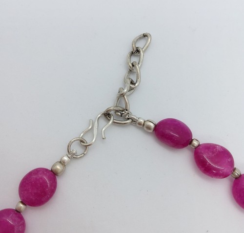Collier épaisse pierre d'agate teintée rose ton argent - Photo 5/7