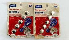 Vintage 1960s Prims Cover Your Own Buttons Solid Brass Lot of 2 Packages NOS USA