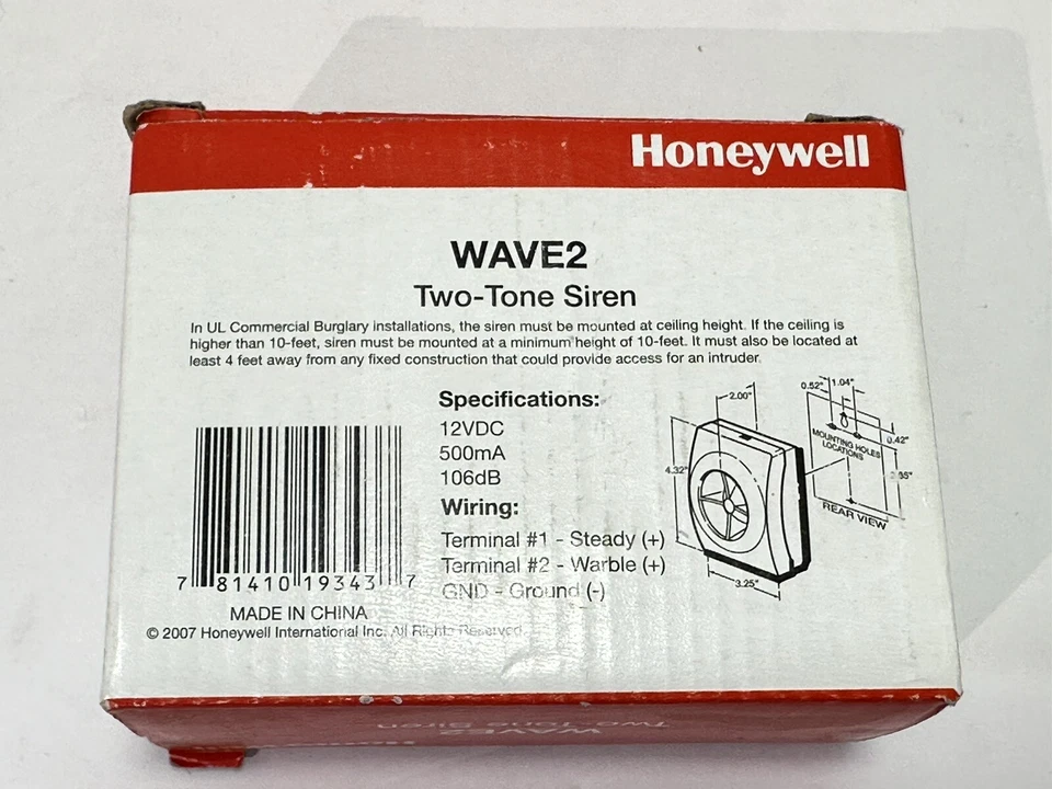 Nueva sirena interior de 2 tonos Honeywell Wave2, 106 dB Foto 3 de 3