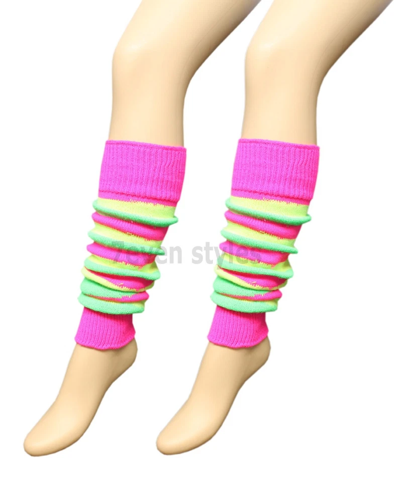 LEG WARMERS 80S DANCE FANCY DRESS RAVE GIRLS LADIES NEON COLOURS BALLET TUTU - Image 4 of 4
