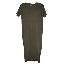 Madewell Oversized Pocket Tee Dress Sz XS Kale Green Midi Minimalist *Flaw