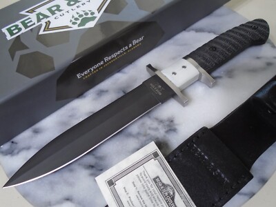 Bear & Son Dual Edge Subhilt Dagger Fixed Blade Knife Full Tang D2 Micarta G10