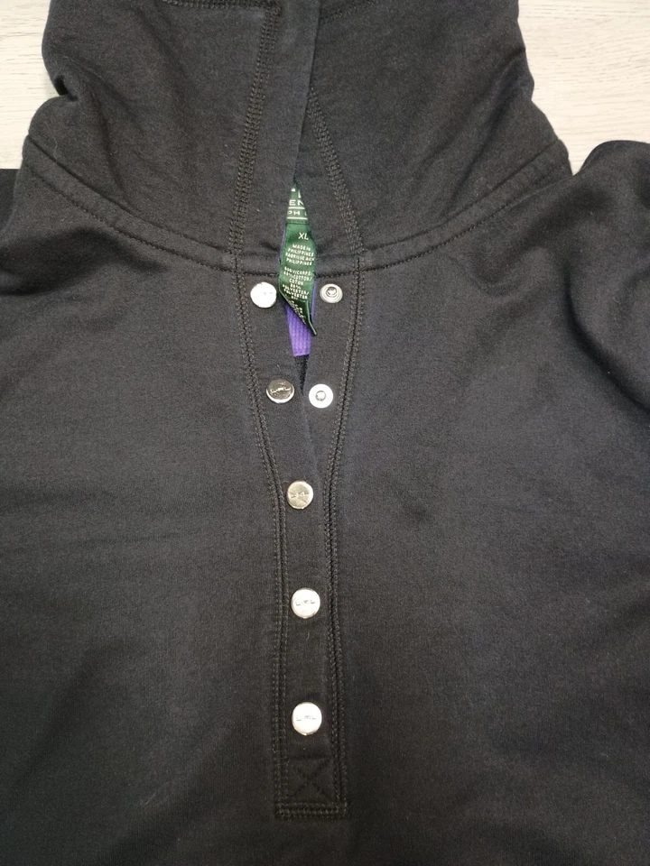 Pullover vintage para mujer Lauren Ralph Lauren Active negro púrpura botón talla XL Foto 2 de 4