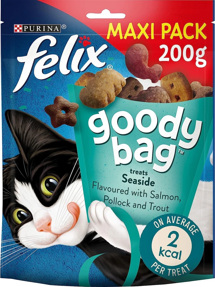 5 x Purina Felix Goody Bag Cat Crunchy Treats Snack Seaside Mix 200g Pack  of 5 | eBay