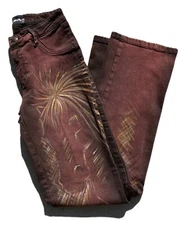 Brazil Roxx Jeans Woman's 4 Painted Embellished Western Horse Brown Amber Y2K