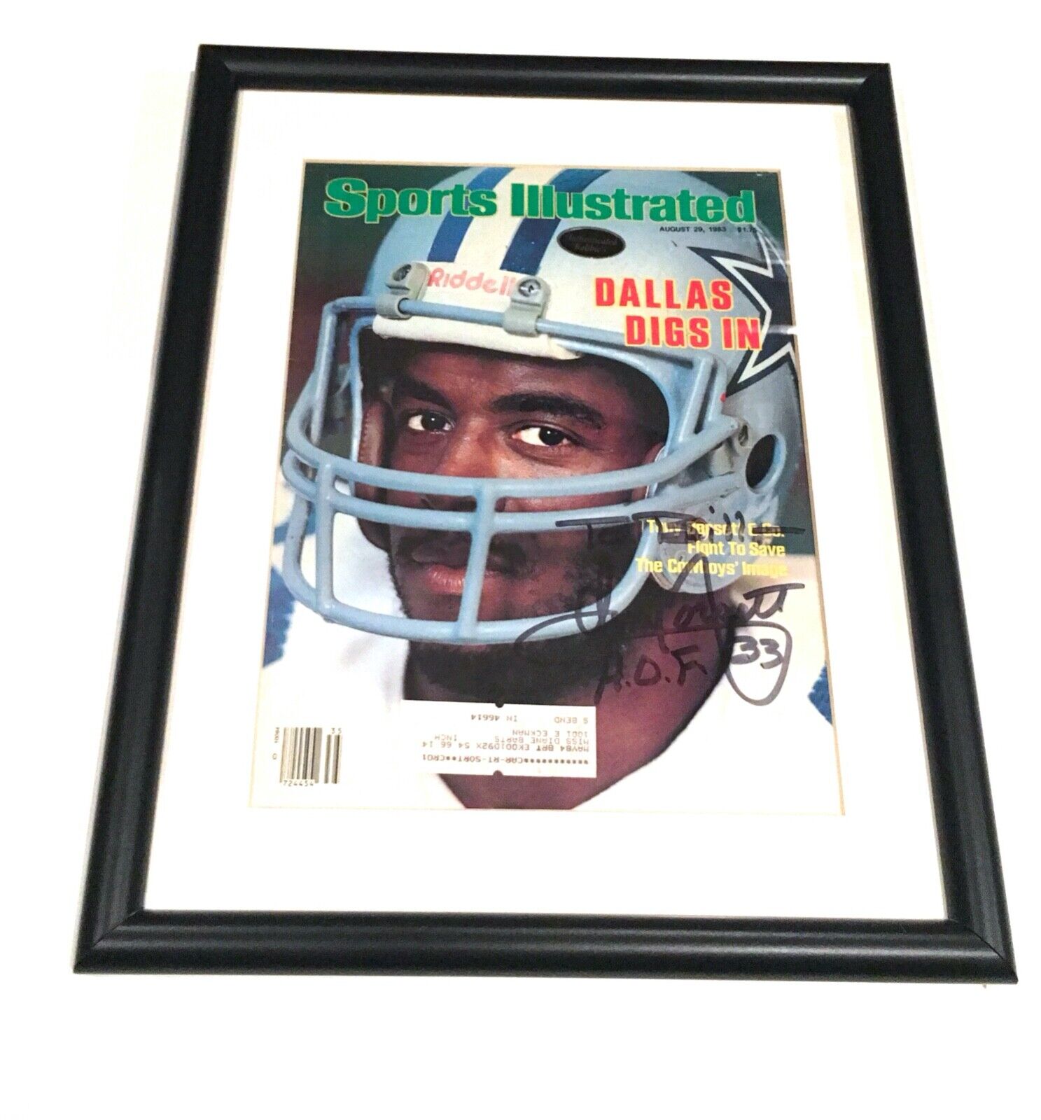 RARE Vintage Framed Sports Illustrated Tony Dorsett Signed w/ CO
