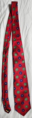 Robert Talbot Men's Tie Red Multicolor Polka Dot 100% Silk Handmade in USA