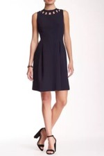 Eliza J Cutout Bi-Stretch Flare Sheath Dress Black Sz 0 Career Formal