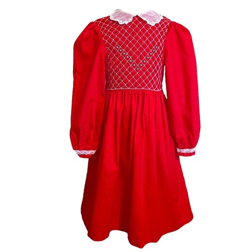 Vintage 1980s Polly Flinders Smocked Dress 6x