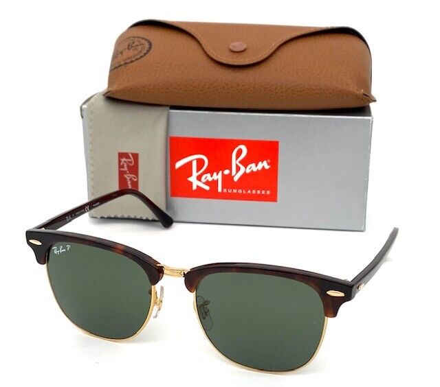 Ray Ban Clubmaster RB3016F 990/58 Tortoise / Green Polarized 55mm Sunglasses
