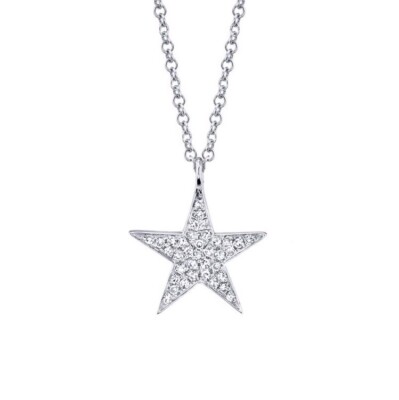 14k WEISSGOLD MIKROPFLASTER DIAMANTSTERN ANHÄNGER #812