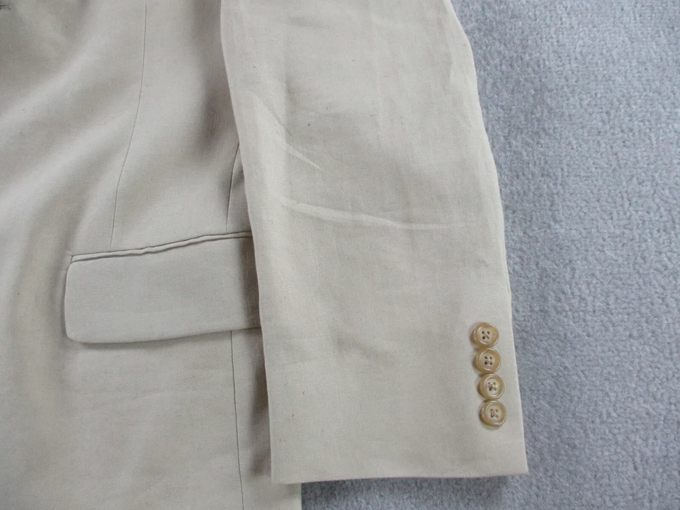 J Crew Jacket Mens 40 Khaki Tan Irish Linen Oarsman Blazer Sport Coat USA Made - Image 4 of 4