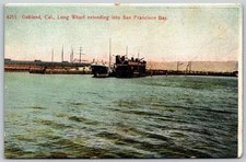 Long Wharf San Francisco Bay Oakland California  ANTIQUE Postcard 8676