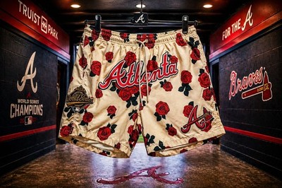 Atlanta Braves Rose Shorts 1995 World Series Patch PRO Standard Men s L