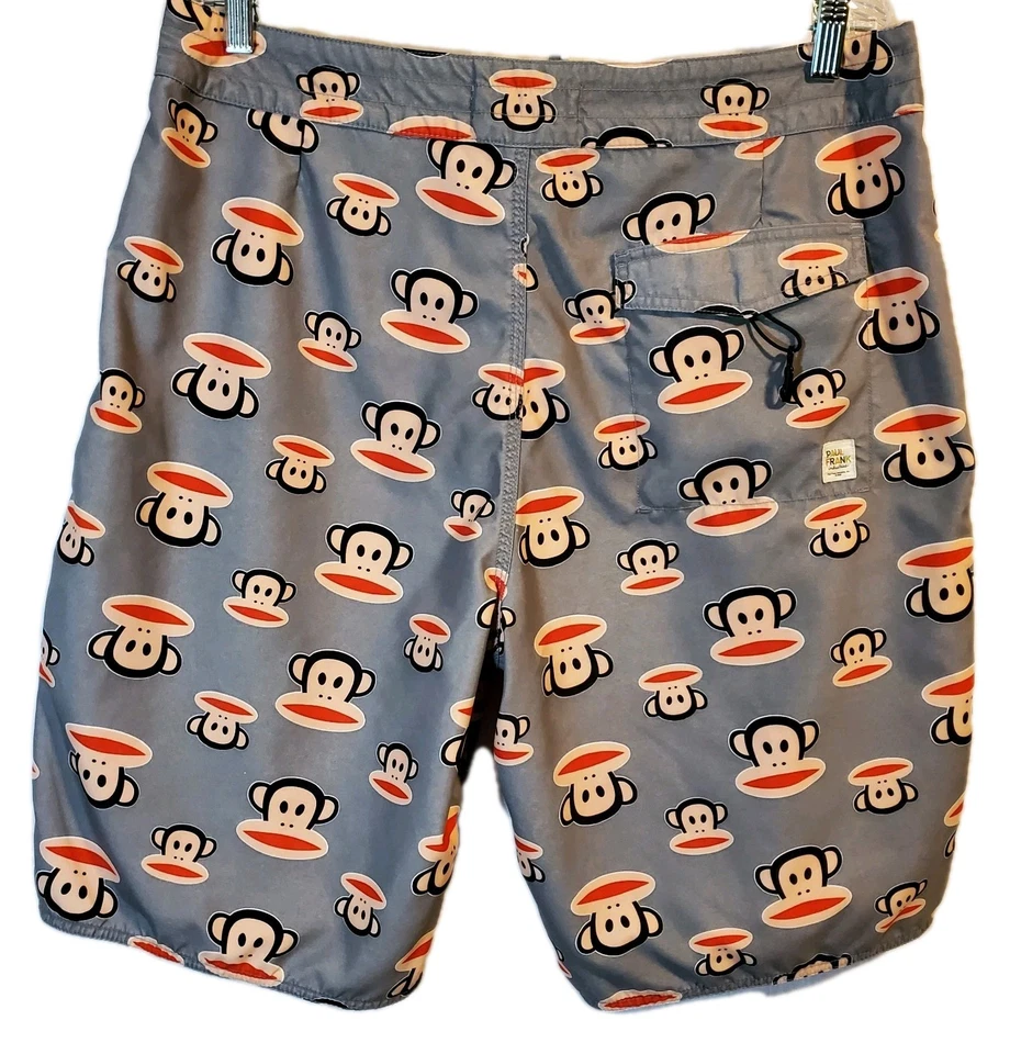 Paul Frank Board Shorts Men's Swim Trunks Monkeys Graphic Sz 36W All Over Print - Image 2 of 4