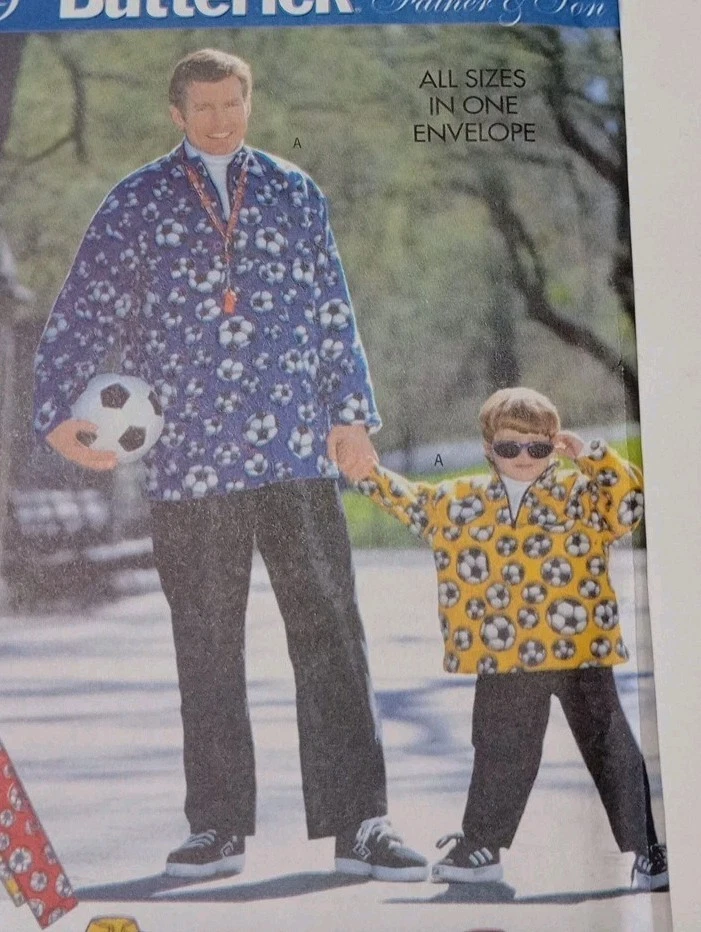 Butterick 5709 Sewing Pattern Father Son Men's Boys' Pullovers & Pants S-XL UC - Image 2 of 4