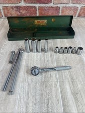 Vintage S-k Wayne 14 Drive Ratchet W Sockets Ext Etc With Box - Usa Made 