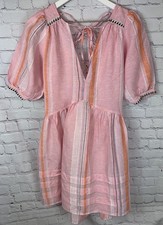 LEMLEM by LIYA KEBEDE x H&M Size XS Linen Stripe Lace Up Back Dress