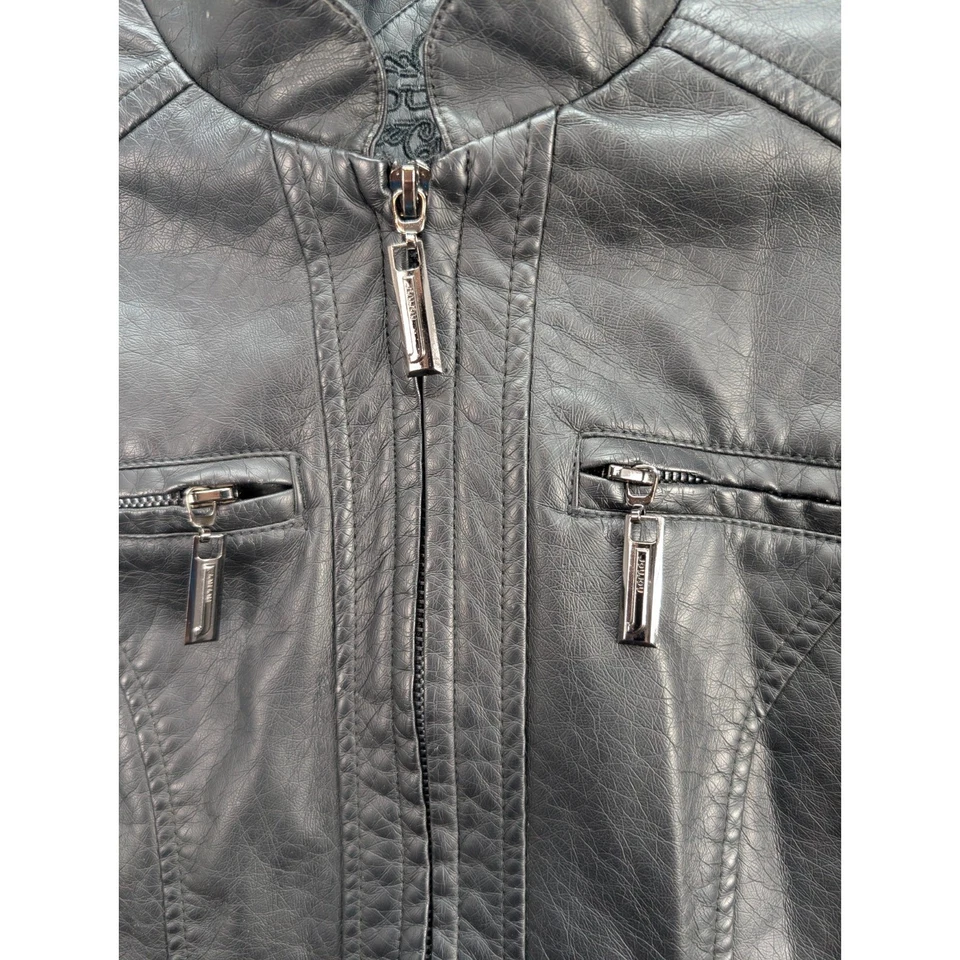 Jou Jou Women's Leather Moto Jacket Black Small Zipped Pockets Grunge Goth NWT - Image 4 of 4