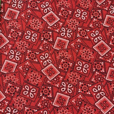 Fabric By The Yard - Red Bandana - 43  Wide - cotton/synthetic blend