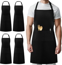 4 Pack Adjustable Bib Apron with 2 Pockets Cooking Kitchen Aprons for Women Men